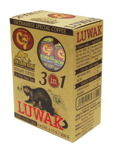 Cà phê hòa tan  Luwak 3in1 - Cà Phê Con Chồn Vàng C7 - Công Ty TNHH Sản Xuất - Thương Mại Hucafood